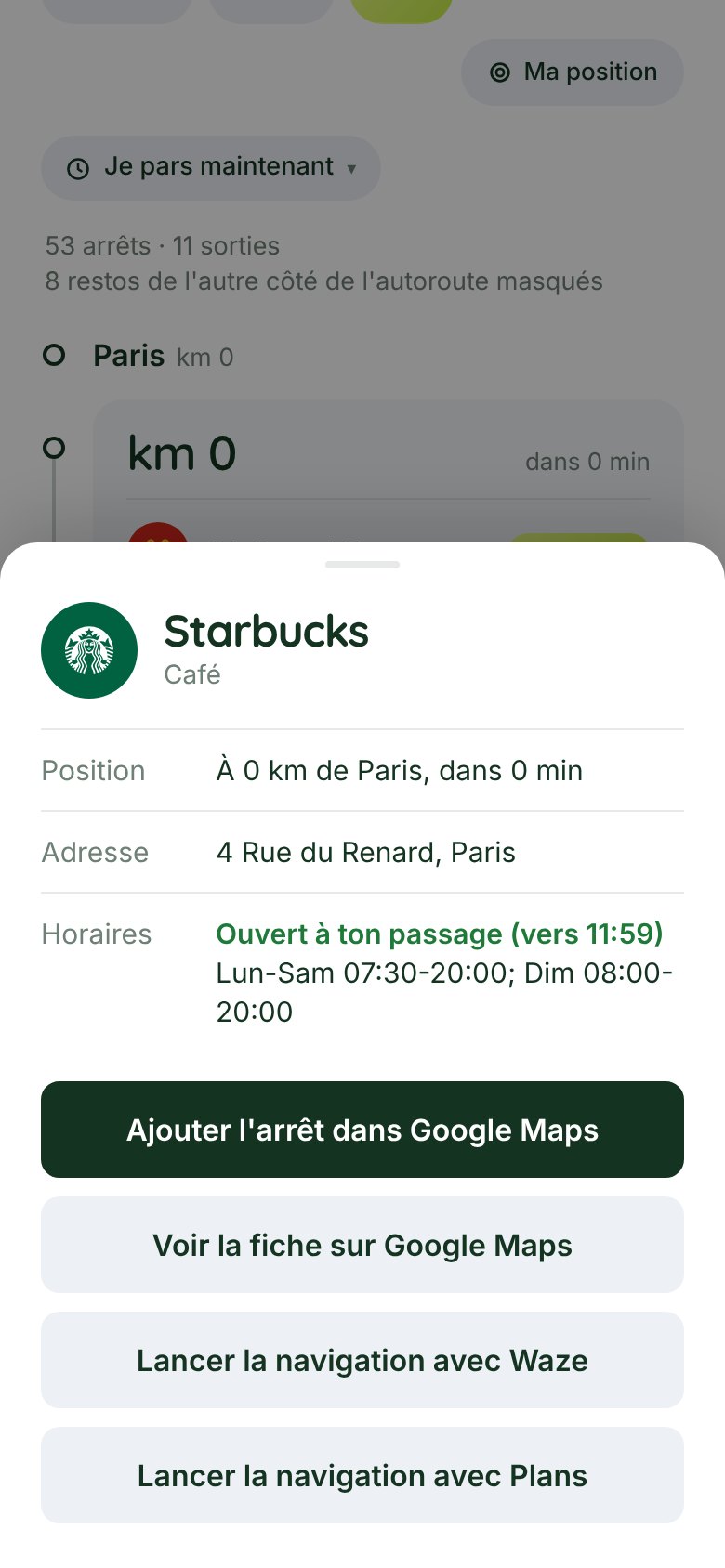 Fiche d'un restaurant